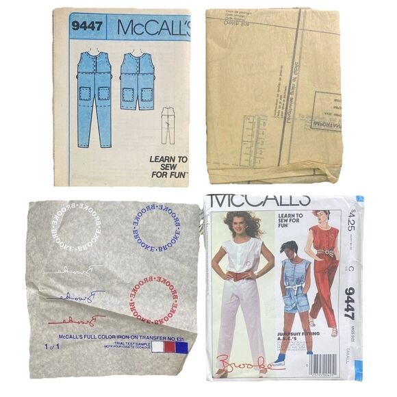 VTG McCall Pattern #9447 Jumpsuit Brooke Shields Logo Iron-on Transfers Sz Small - Picture 1 of 3